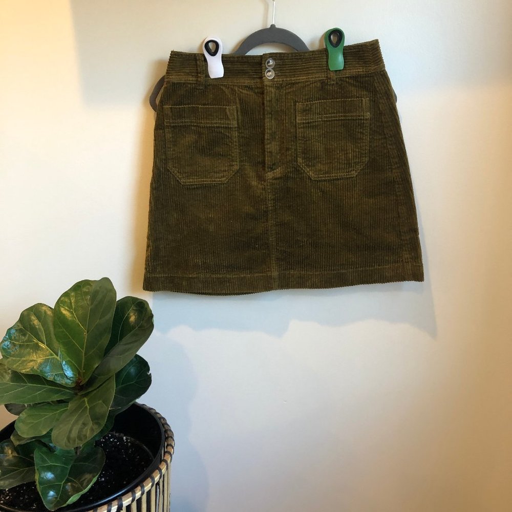 Madewell Green Corduroy Skirt
